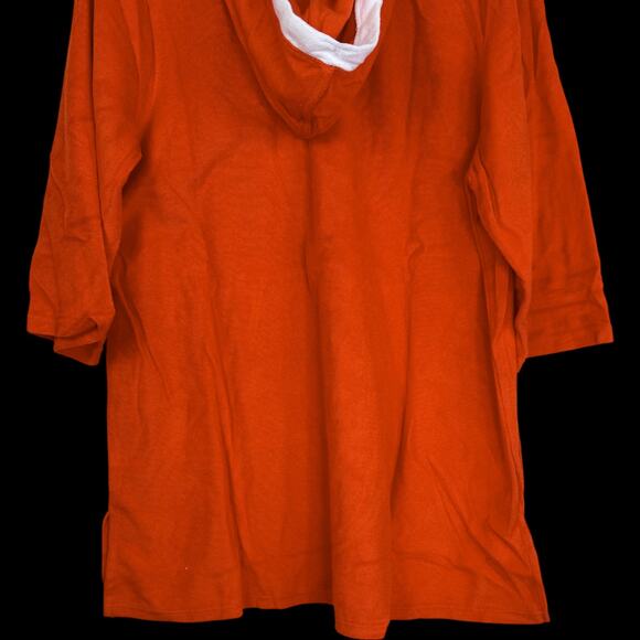 Cuddl Duds Sun Terry Hooded Tunic Spicy Orange Medium 3/4 Sleeve NWOT Pocket - Picture 6 of 13